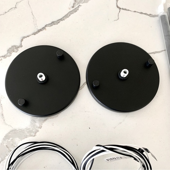 Set of 2 CB2 Polaris Black Marquina Marble Globe Pendant Lights - Picture 6 of 16